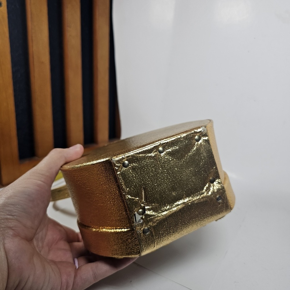 GOLD PURSE HANDBAG GOLD ROUND PRE OWNED Vtg Beaded - Picture 6 of 8